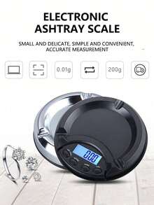 [New Model]Design-Inspired Ashtray With 200g Weight, Digital Electronic Scale, 0.01g High-Precision Portable And Easy-To-Store Pocket Scale. Supports Free Conversion Among Six Units: G, Gn, Cn, Ozt, Dwt, Oz. One-Click Zeroing Function. Made Of Durable ABS Material. Suitable For Various Scenarios Such As Coffee Brewing, Jewelry Weighing, And Powder Measurement.