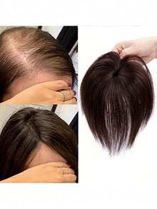 Hair Toppers For Women Real Human Hair 8-14inch Straight Human Hair Topper With Bangs Skin Scalp Big Base Cover Thinning Or Loss Top Pieces Real HairPieces 360°3D Bangs Thinning Blonde Hair For Daily - Multicolor - View 2