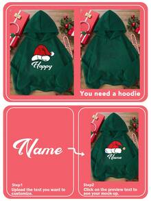 Customized Text Men's Hoodie, Customize Your Text/Name/Blessing/Holiday/Anniversary, Personalized Text Customization, Birthday/Valentine's Day/Father's Day/Party Anniversary/Birthday Gift Customization, Valentine's Day/Christmas Holiday Customization, Valentine's Day Clothes, Autumn Wear, Autumn/Winter Clothes, Gift For Him Olive Green Sweatshirt, Men's Fleece Hoodie, Autumn/Winter Fleece Casual Pullover Hoodie, Men's Green Jacket, Best Friend Gift - Dark Green - View 4