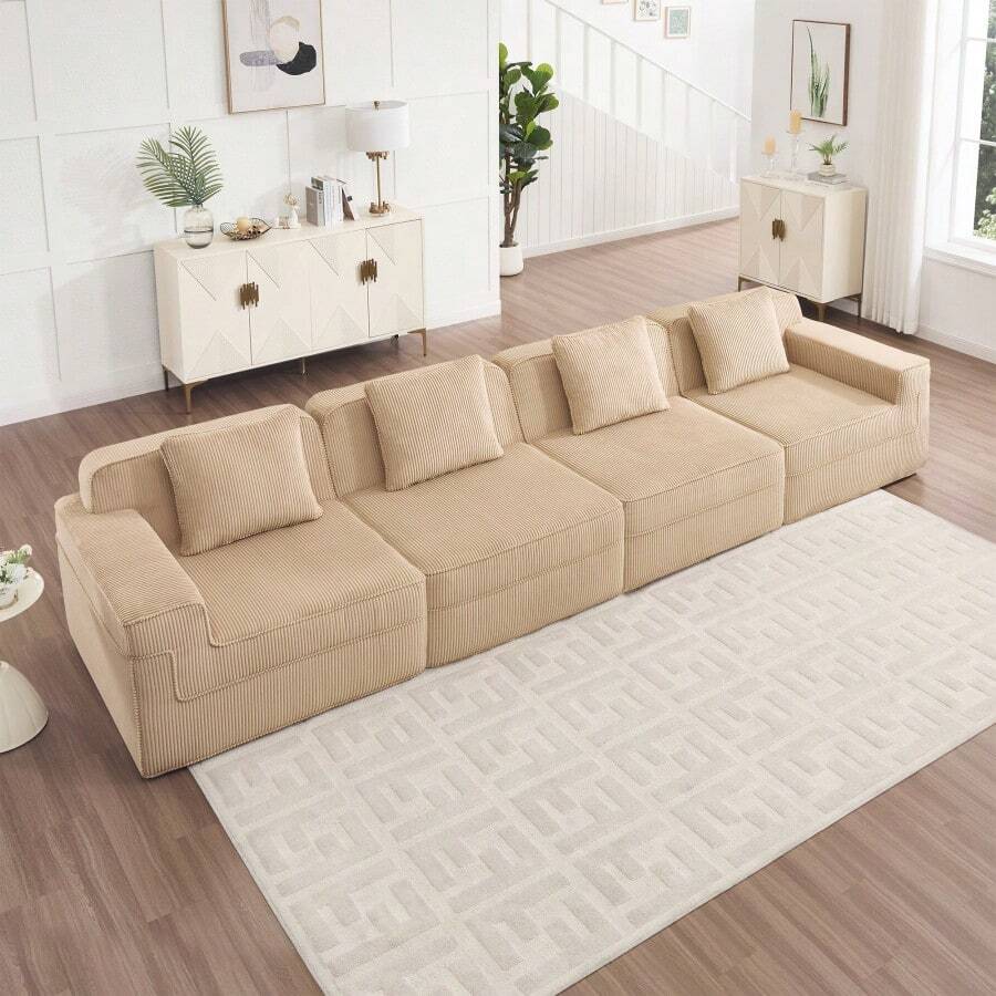 Modular 4 Seat Boneless Sofa Cloud Sectional Couch With Deep Seat ...