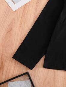 两件套男童格子睡衣套装，圆领长袖趣味字母印花上衣搭配格子印花长裤，休闲家居服套装，适合春、秋、冬日常穿着，也可作为儿童礼物。 - 黑色 - 查看 7