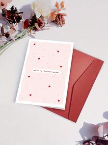 1pc You're My Favourite Person Valentine's Day Card | Cute Pink Heart Anniversary Card | Romantic Greeting Card For Him Or Her