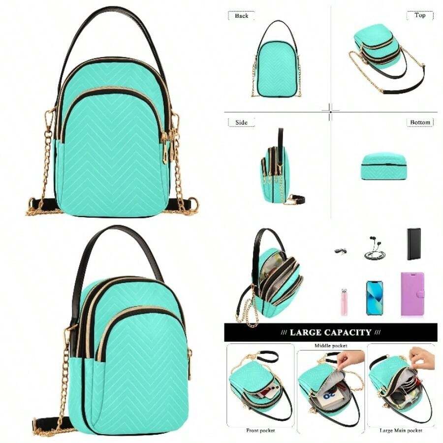 Aqua Blue - Funda cruzada acolchada para telfono celular - inicial - Ver 1