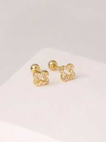 1/2 Pairs Hypoallergenic 925 Sterling Silver Four Leaf Clover Stud Earrings Set, Threaded Ball Ear Bone Stud Earrings, For Women And Girls Daily Wear, With Gift Box - Multicolor - View 13