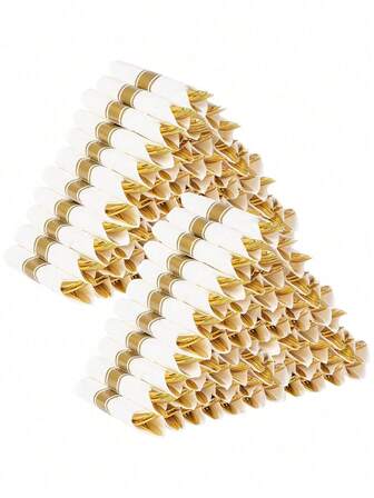 200 pièces Set de couverts dorés, comprenant 50 fourchettes, 50 couteaux, 50 cuillères et 50 serviettes, convient pour les fêtes, les mariages et les rassemblements festifs