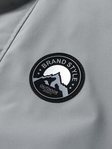 男士户外风衣运动连帽夹克，防风登山外套 - 灰色 - 查看 7