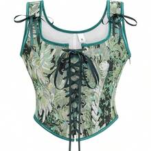 Women's Waist Cincher Bustier Boned Corset With  Design In 2025 - Green Chrysanthemum - View 1