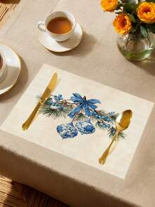 1 pieza Camino de mesa estilo porcelana china para decoración navideña, Camino de mesa tipo lino para Navidad, Camino de mesa, Camino de mesa, 1 pieza Camino de mesa, 4 piezas Individuales, 1 pieza Funda de cojín, 3 productos disponibles, Decoración de hogar de temporada para interiores/exteriores para invierno, Decoración navideña para el hogar, Decoración navideña para habitaciones, Decoraciones para fiestas de Navidad