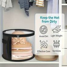 1pc/2pcs/3pcs Collapsible Round Brim Hat Storage Container, Travel Hat Organizer Box Bag For School School Accessories School Stuff - Black - View 3