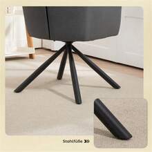 Upholstered Dining Chair, Kitchen Chair With Thick Padding, Armrests, Metal Legs, Grey