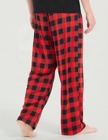Mens Pajama Pants - Viscose Made From Bamboo, Soft Sleep Pants Comfy Drawstring Lounge Bottom With Pockets Sweatpantshalloween - Red Plaid - View 3