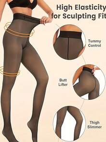 Eine großformatige Damen Winter Strumpfhose, mit Fleecefutter und dickem Grundstoff, weiches und elastisches Hochbund Design, lange Röhrensocken für Herbst und Winter, ein warmes Bein-Accessoire, geeignet für tägliche Ausflüge im Herbst und Winter, für Dates und Fotoshootings um die Beine schlanker erscheinen zu lassen.