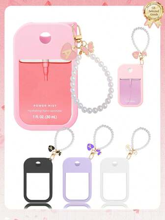 2 st Touchland 1oz (30ml) skyddande fodral för handdesinfektionsspray, sprayflaska med 26 blommor och bokstäver, silikonskyddande, fallsäkra och kollisionssäkra skyddsfodral, pärlarmbandsdesign, lätt att bära på resor, kan hängas på väskor, nycklar eller barnryggsäckar, slitstarkt, vattentätt, återanvändbart skyddsfodral för Touchland handdesinfektionsspray, resor, utflykter, presenter, halloweenpresenter, julklappar