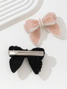 1pc Elegant Black & Pink Butterfly Rhinestone Decor Hair Clip, Suitable For Daily Wear, Festivals, Dates, Gifts, Cute Accessories, Claw Clips