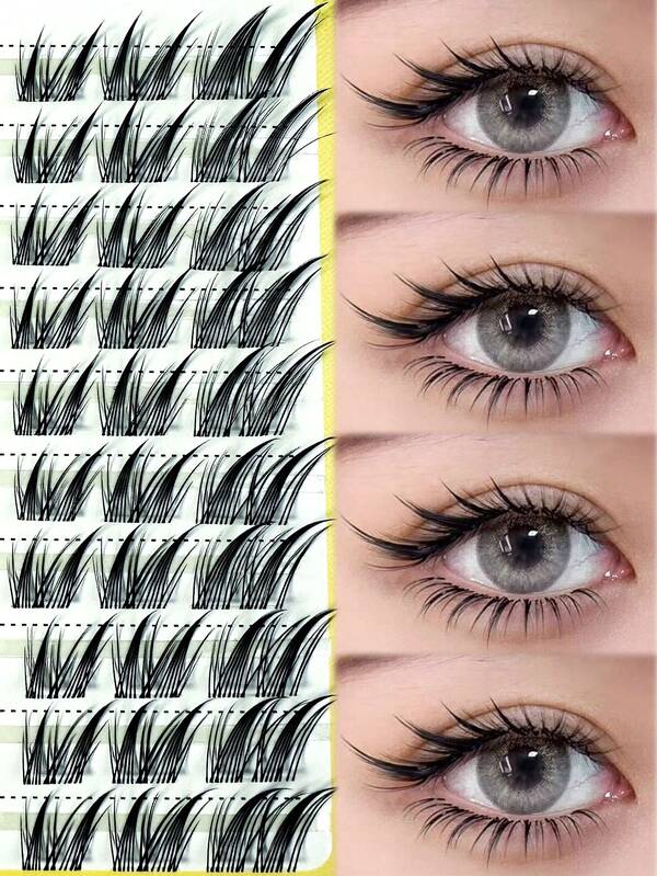 10 filas/60 piezas Pestañas en racimo de estilo manga D Curl de 12 mm, pestañas en racimo de estilo zorro y gato de 9, 11, 13, 15 mm para un aspecto natural, pestañas manga voluminosas y esponjosas, pestañas postizas individuales naturales y largas de mink sintético, reutilizables y cómodas, para maquillaje en casa, fiestas, San Valentín, viajes, sesiones de fotos, festivales, estilo asiático