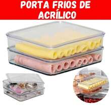 Cold Cuts Holder Ham Cheese Acrylic Resistant Duplex Double With Lid Airtight Stackable - 白色 - 查看 4