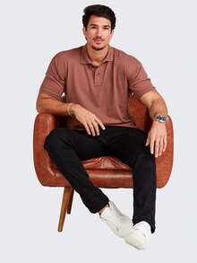 Kit 4 Men's Piquet Polo Shirts - Marrón/Verde/Gris/ - Ver 5
