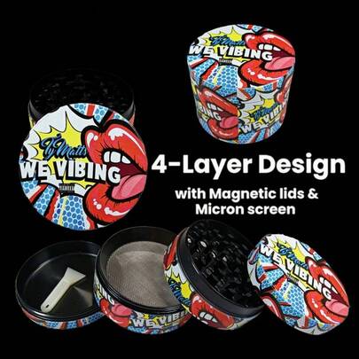 2英寸唇形香草研磨机香料研磨器研钵杵粉碎机盐香草烟草芽便携式4节手动锌合金烟草生草研磨机香烟吸烟配件礼物