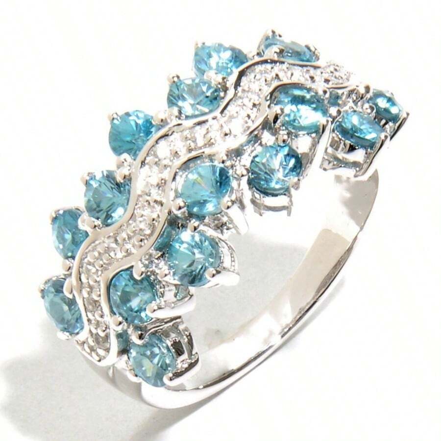 1 inel de logodnă elegant și luxos pentru femei, montură argintie cu zirconiu cubic sintetic roșu strălucitor, ideal pentru nunți, petreceri și cadou de Ziua Îndrăgostiților pentru persoana iubită