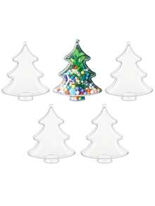 10pcs Clear Fillable Ornaments Balls Christmas Tree Shaped Plastic Ball For DIY Crafts Hanging Transparent Ornament Balls For Christmas Tree Decor - Multicolor - View 5