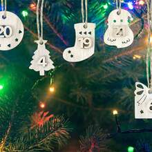 24pcs Christmas Advent Calendar Wooden Pendant 1-24 Numbers Countdown Wood Chips Xmas Tree Hanging Ornament New Year Gift Decor - Multicolor - View 7