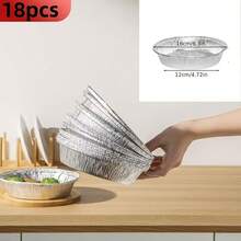 18 Stück hitzebeständiges Backzubehör-Set: Backtöpfe, Aluminium-Backbleche, spezielle runde Aluförmchen für Heißluftfritteuse & Ofen, Haushalts- und gewerbliche Grillund Backformen aus Aluminium, spezielle Backform für Tortenböden, dickeres Material, Ofenzubehör, runde Backbleche, Backzubehör, hochwertige Folie, stabile Struktur, Aluminiumfolienbehälter, Profi-Koch, gewerbliche Küche - Silber - Übersicht 13