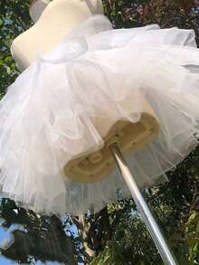 1 件 35 厘米短款洛丽塔衬裙，柔软薄纱裙撑裙，适合洛丽塔 COS 秋季服装，女士 - 白色 - 查看 3