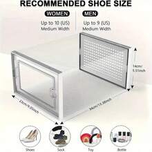 6/12/24Pcs Thick Transparent Foldable Shoe Boxes With Lids - Stackable, Space Saving Entry, Bedroom, Home, Dormitory Storage Organizer For Convenient Storage And Display - 灰色 - 查看 2