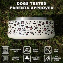 Stainless Steel Dog Bowls For Medium Large Breed - 4 Cup Non Slip Anti Rust, Insulated Metal Dog Food And Water Bowl - Spill Proof Heavy Duty, Dishwasher  (32 Oz, Luxy Leopard){"Color_name":"LuxyLeopard","Size_name":"4Cup/32oz"} - LuxyLeopard - 查看 3