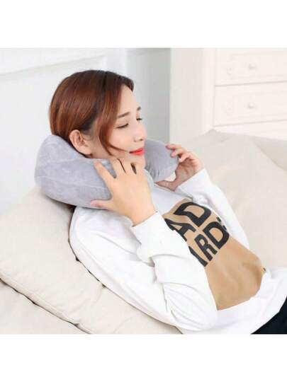 Travel Fleece Pillow, Portable Neck Kussen Car, Airplane Inflatable Shape Compact Storage