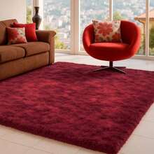Soft Shaggy Rug For Bedroom Living Room 1.40m X 2.00m - Maroon - View 2