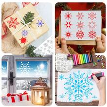 8 件（5.9 X 5.9 英寸）可重复使用的圣诞雪花模板 - 下雪、圣诞快乐、小矮人和节日设计，用于绘画、喷窗和工艺品、圣诞工艺品用品 | 节日模板 | 可重复使用的模板，可重复使用的圣诞模板 - 彩色 - 查看 6