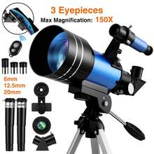 EZIFY New Telescope Monocular, Astronomical Telecope For Adults High Powered, Max Magnification 150X, 70mm Aperture, 3 Eyepieces And 2 Barlow Lens, Portable Telescope For Hunting And Camping, Ideal Chirstmas Gift, Birthday Gift - F30070M Blue - View 10