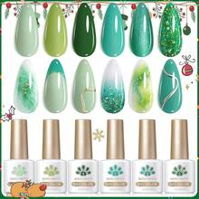 Born Pretty Esmalte de uñas de gel rojo para otoño e invierno, 6 colores, rojo oscuro, burdeos, sangre, cereza, rojo vino, esmalte de uñas de gel para remover, diseño de arte de uñas, salón de - Verde (Bosque Verde) - Ver 3