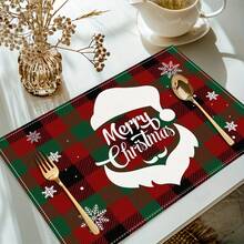 Set de 1/4/6 piese de șervețele imprimate cu tematică de Crăciun, imprimeu modern din fibră de poliester pentru bucătărie/masă, potrivit pentru decorarea de Crăciun în restaurante și bucătării.