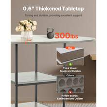 Round Dining Table, 47 Inch Wood Table For 4-6 Person, Modern Circle Dinner Furniture, Leisure Tables With Storage Shelf And Metal Legs, For Home Kitchen Living Room, Grey (Only Table) - Grey - View 3