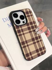 1 pezzo Custodia protettiva per telefono con motivo a quadri vintage, texture antiscivolo e antiurto, morbida, compatibile con Apple e altri telefoni