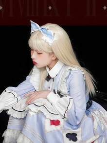 1 件可爱甜美洛丽塔蓝色蝴蝶结发夹，角色扮演爱丽丝梦游仙境奇幻洛丽塔头饰 - 彩色 - 查看 3