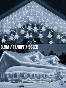 1PC 3.5M/7M Solar Snowflake Ice Column Light String -96/160LED, 8 Modes, IP65 Waterproof, Suitable For Christmas Trees, Houses, Families, Birthdays, New Year's, Walls, Windows, Halloween Parties, Weddings, Camping, Christmas Decoration - Black - View 17
