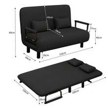 Foldable Double Sofa Bed Convertible Angle Adjustable Headrest Entire Mattress Sponge Linen fabric Suitable for iving Rooms and Bedrooms Blue Color