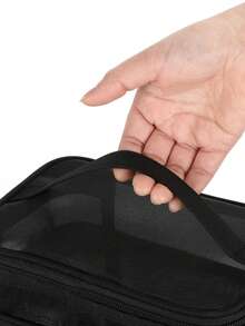 1 pezzo Borsa da trucco da viaggio a doppio strato, borsa portaoggetti multifunzionale con rete, borsa portacosmetici di grande capacità, accessori da viaggio, borsa cosmetici portatile, borsa da trucco da donna portatile, necessità da viaggio