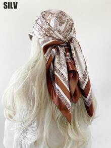 1 件 90 厘米佩斯利图案方形围巾，可作为头巾、头巾或头巾日常使用，头巾、发带、头带非常适合装扮您的外观 - 彩色 - 查看 10