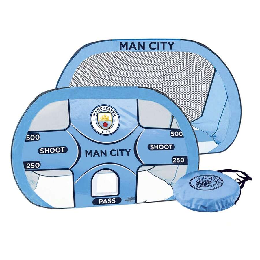 Manchester City FC 2 In 1 Pop Up Football Goal (Sky Blue/White) - 100% Mixed - (RD3927) - Blue - View 1