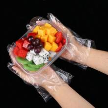 200-Plastic Safety Disposable Gloves, Food Handling, One Size Fits Most
