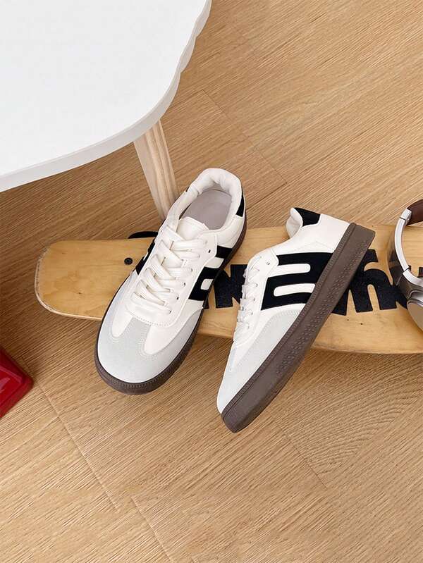 1 Pair 2025 Autumn/Winter Casual Vulcanized Shoes, Lightweight Sports Sneakers, Campus Style For Men & Women Students