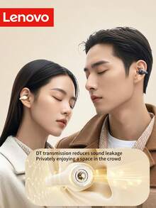 Lenovo 2025 New Open-Ear Headphones, Wireless Earclip Headphones, BT5.4 Connection, Smart Call Noise Cancellation, Deep Bass, Ergonomic Design, Unnoticeable Wearing, Comfortable & Stable, Outdoor Sports Headphones - Moon Rock White - View 4