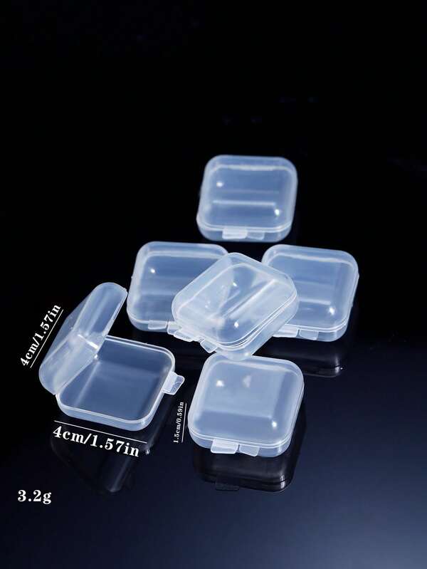 3/10/20/100pcs 4*4cm PP Plastic Square Transparent Boxes, Packaging Boxes, Small Items Storage Boxes With Lids