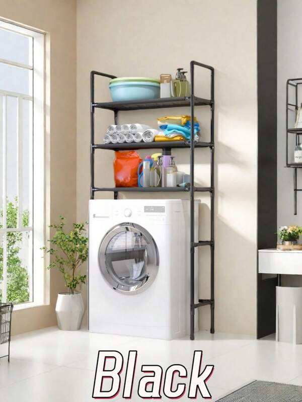 1pc Washing Machine Top Storage Rack, Multi-Layer Organizer Shelf, Bathroom Floor Standing Storage Rack, Multifunctional Organizing Rack, Space Saving Bathroom Storage Solution, Essential For Dorms And Rental Homes, Waterproof And Moisture-Proof Storage Rack, Toiletries Organizer Shelf