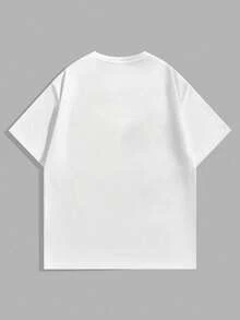 Nueva camiseta para hombre 100% algodón con estampados de grafitis coloridos y lindos, camiseta casual y cómoda de manga corta con cuello redondo, ropa de primavera y verano, adecuada para cualquier ocasión, color sólido, casual, uso diario, ligera y transpirable, camiseta de manga corta para todo tipo de combinaciones para verano - Blanco - Ver 2