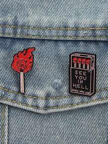 QIHOO Burning Match Stick Death Eater Wand Skull Flame Fire Artwork Enamel Pin Brooch Badge Clothing Backpack Jewelry Accessories